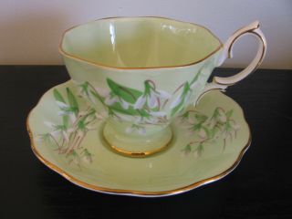 Royal Albert Green Laurentian Snowdrop Tea Cup And Saucer