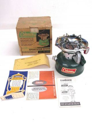 Vintage 1965 Coleman 502 - 700 Green Sportster Camp Stove W/ Box