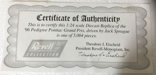 1/24 Scale Diecast Car - Revell - Jack Sprague 52 Pedigree - 1996 2