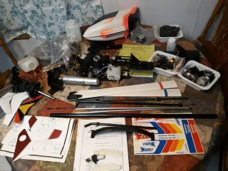 Vintage Rc Helicopter X - Cell Hirobo Parts With Os Max Sx 60