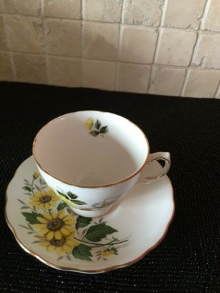 Vintage Royal Vale Yellow Floral Tea Cup And Saucer,  English Bone China