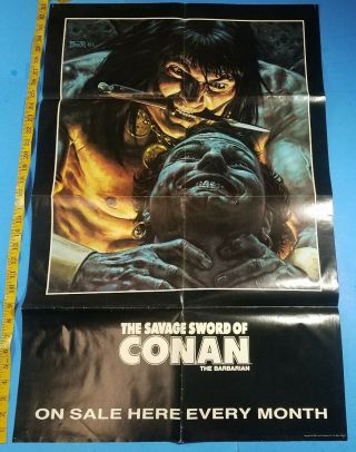 Savage Sword Of Conan (1984) Marvel 22 " X 34 " Promotional Poster Bob Larkin Art (l16