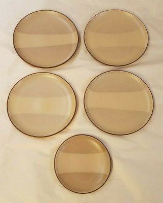 Vintage Heath Ceramics Birch Four 10 5/8 Inch Plates,  One 8 1/4 Inch Plate