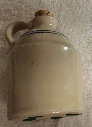 Vintage Stoneware Whiskey Jug /Glazed Crock with Handle & Cork 3