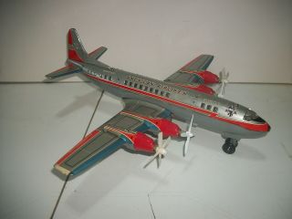 Vintage Tin Litho American Airlines Airplane Battery Op Good Japan