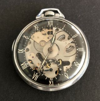 Vintage Art Deco Swiss Girard Perregaux Shell Oil Skeleton Pocket Watch 079