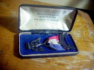Bsa Boy Scouts Vintage Sterling Silver Eagle Scout Badge In Coffin Box