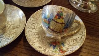 Empire Ware England Dainty Lady Victorian Demitasse Set Of 4 Cups And Saucers