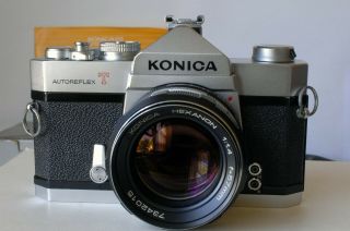 Vintage Konica Autoreflex T Film Camera with Hexanon 57mm f/1.  4 Lens 2