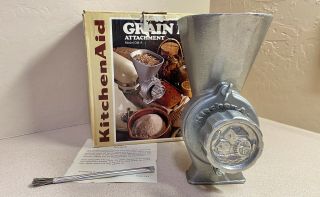 Vintage Hobart Kitchenaid Gm - A Metal Grain Mill Attachment & Box