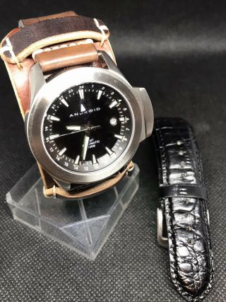 Mens Android Automatic Watch W/ Black Carbon Fiber Dial Gmt Dial - Ad288