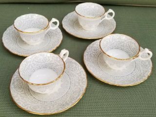 Cauldon England Set Of 4 Tea Cups And Saucers - Davis And Collamore Co.  Ny