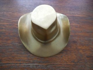 Vintage Brass Cowboy Hat Paperweight Western Desk Accessory 6 " X 6