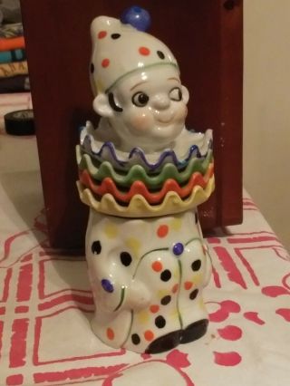 Vintage 5 Piece Porcelain Dog Clown Figurine Made In Japan - Color Ruffled Collar
