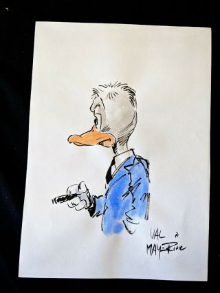 Val Mayerik Signed Howard The Duck Hand Painted Comic Art 8 " X10 "
