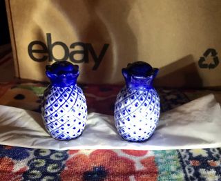 Vintage Blue And White Pineapple Salt And Pepper Shakers -.  43