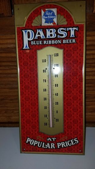 Vintage Pabst Blue Ribbon Beer Thermometer Sign Pbr