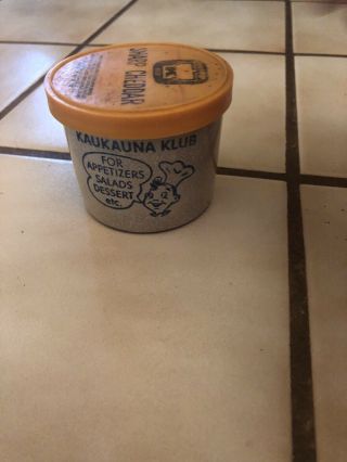 Vintage 6 Oz.  Small Kaukauna Klub Cheese Crock With Lid Clay
