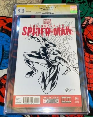 Superior Spider - Man 1 Blank Cover Cgc 9.  2 Signed & Sketched By Jude Millien