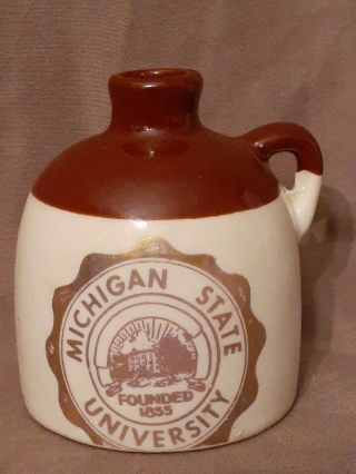 Vintage 2.  75 " Miniature Michigan State University Crock Jug P.  C.  A.  Made In Usa