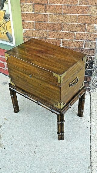 Oriental Vintage style wood footed accent table trunk chest 2