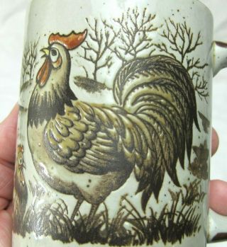 4 Vintage Otagiri Japan Stoneware Chicken & Rooster 3 - D Images Coffee Mugs Farm