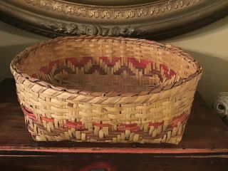 Vintage Native American Indian Cherokee River Cane W/ Walnut & Blood Root Basket