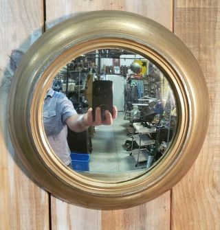 Vintage Gilt Gold Wall Hanging Mirror Wood Frame.  8 3/4 " Diameter