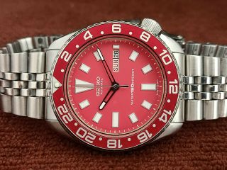 Vintage Seiko Diver 6309 - 7290 Stunning Red Mod Automatic Men Watch Sn 812302