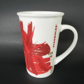Starbucks Collectible Tall White & Red 2014 Christmas Ceramic Coffee Mug Tea Cup