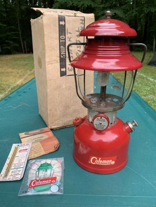 Vintage 1962 Coleman Red Lantern No 200a Dated 4/62 Pyrex Globe