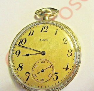 Vintage Pocket Watch Elgin.  15 Jewels 14k Gold Filled S/12.  Sku Gb 500 - 1