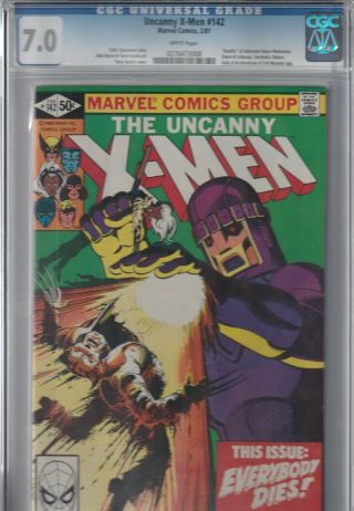 Uncanny X - Men 142 Cgc 7.  0 Marvel 2/81 Sentinals John Byrne & Terry Aust