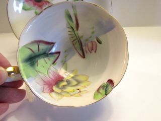 VINTAGE MERIT OCCUPIED JAPAN CUP & SAUCER WATER LILY PAD GOLD TRIM 8 3