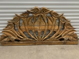 Antique South American Primitive Hand Carved Exotic Mixed Wood Headboard 78”
