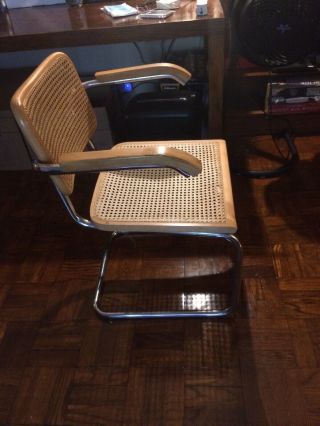 Vintage Mid Century Modern Breuer Cesca Tubular Steel & Cane Dining Room Chair