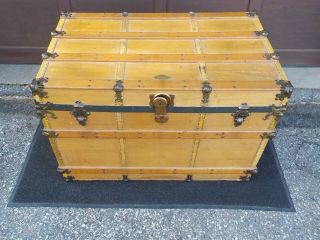 Vintage Steamer Trunk By Henry Likly & Co Of Rochester Ny Large Antique Trunk