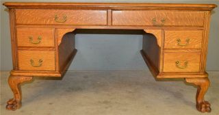 18749 Oak Claw Foot Victorian Desk