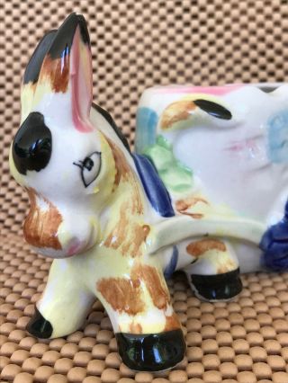 1940’ - 50’s Adorable Hand Painted Donkey With Attached Planter Cart