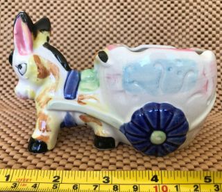 1940’ - 50’s Adorable Hand Painted Donkey with Attached Planter Cart 2