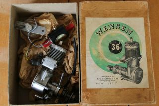 Vintage 1947 Wensen 36 Gas Spark Ignition Airplane Engine With Coil & Condenser