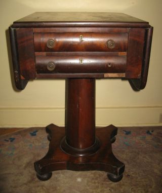 Antique 19thc American Classical Federal Empire Mahogany Work Table Boston Mass