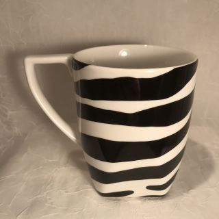 Discontinued 222 Fifth Black White Zebra Coffee Cup Mug Fine China Animal Print
