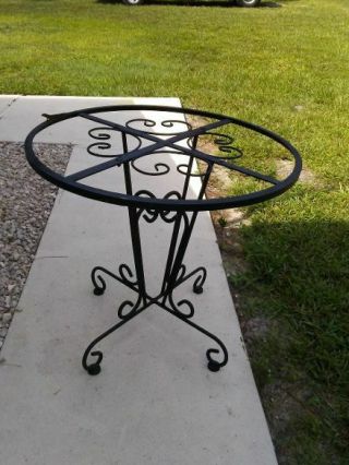 Russell Woodard Wrought Iron Metal Patio Table Base Black No Glass