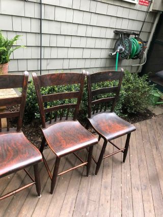 S/4 Antique Thumb Back Windsor Chairs Hand Made Signed 2
