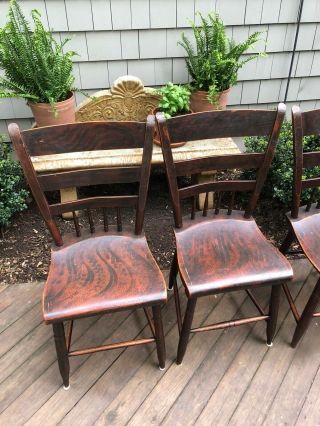 S/4 Antique Thumb Back Windsor Chairs Hand Made Signed 3