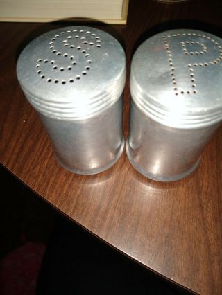 Antique Salt And Pepper Shakers - Aluminum