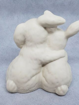 Vintage (HOMCO) Signed Ceramic HE LOVES ME Bunny Rabbits Easter 3