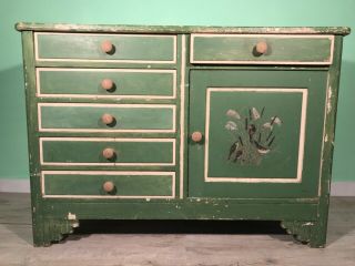 Antique Irish Hand Painted Chest Of Drawers With Paint
