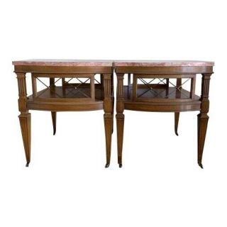 Available – Pair Karges French Louis Xvi Style Marble/wood Side Tables